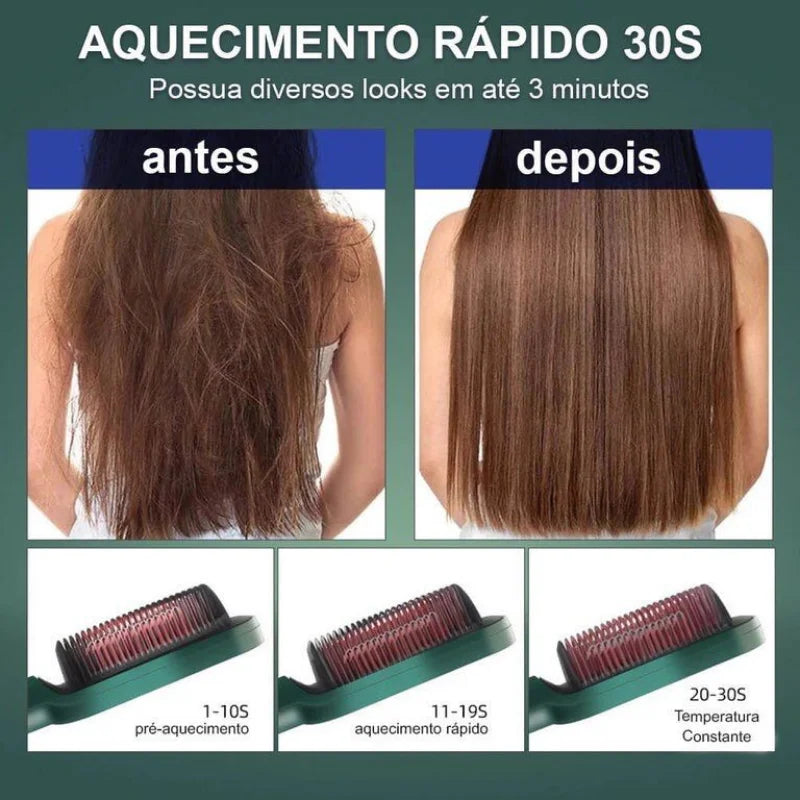 Escova Pente Secadora Profissional 3 Em 1 Seca Modela Cabelo